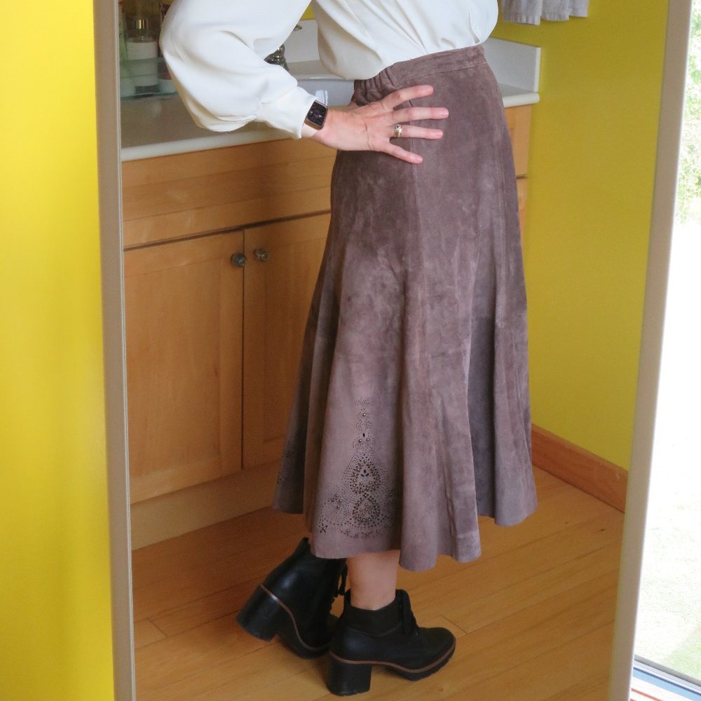 Chico's Leather Studded Pleated Skirt Size 0